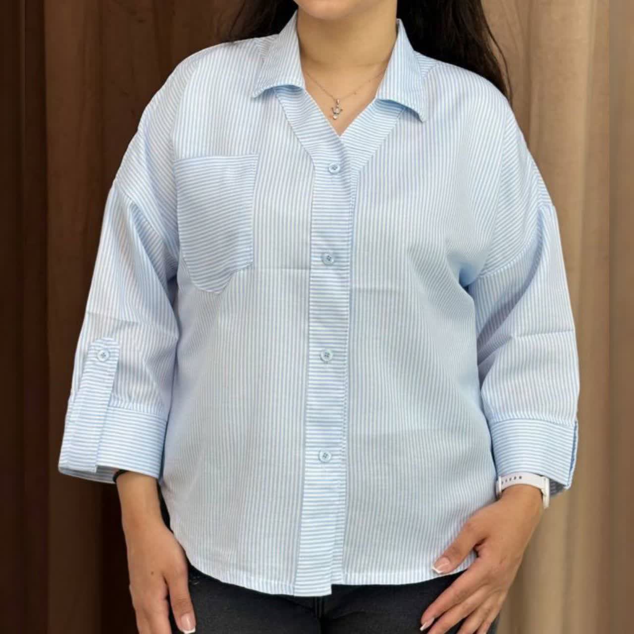 sh101-1 شومیز یقه هفت تک جیب زنانه